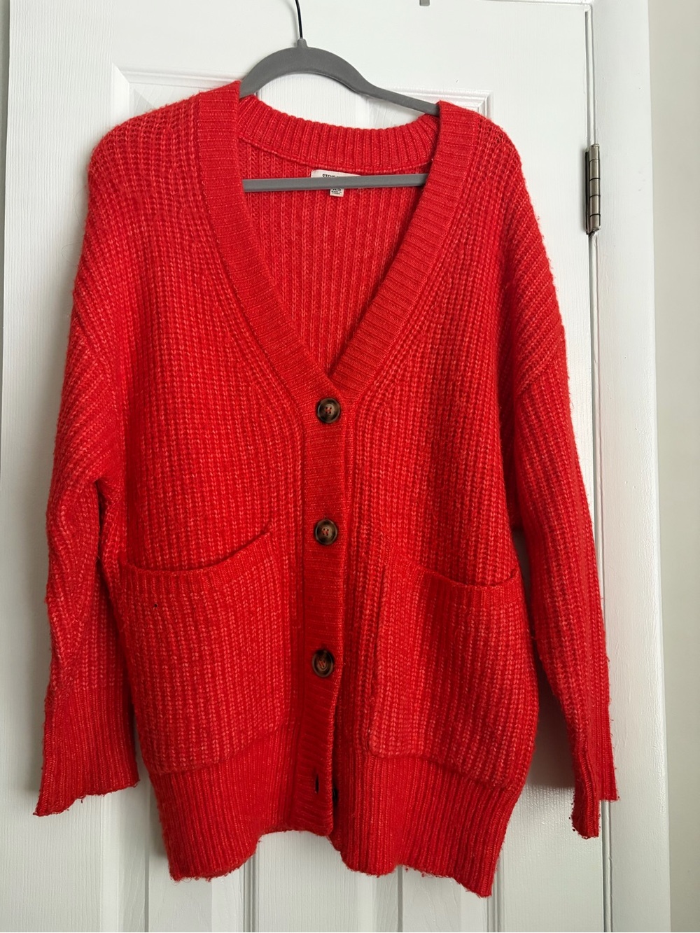 Steve Madden oversized red cardigan